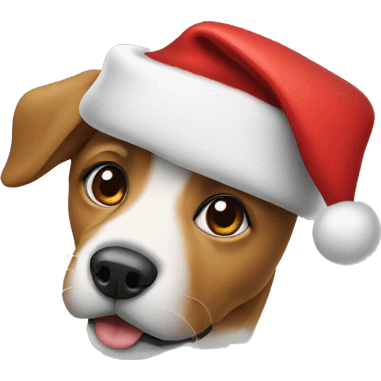 Dog wearing Santa hat emoji