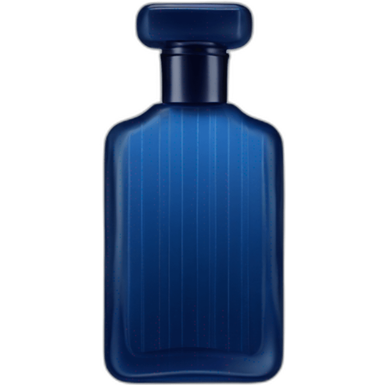 Perfume bottle in shape of a man's body, dark blue and matt with dark stripes emoji