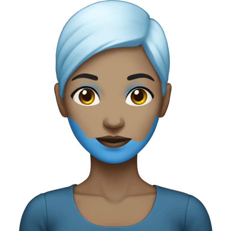 bald woman with  blue skin emoji