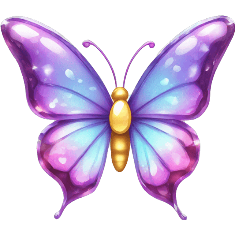 Shiny sparkly glass crystal butterfly emoji