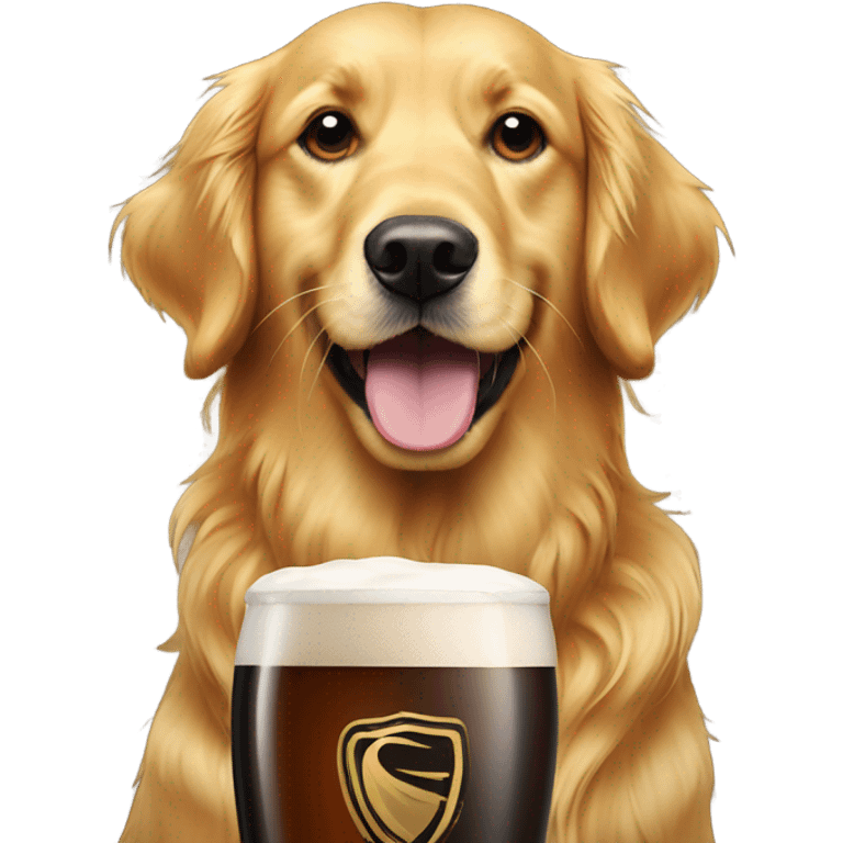 Golden retriever drinking Guinness  emoji