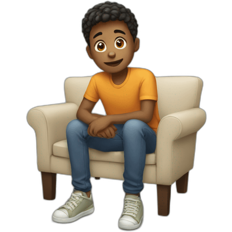 boy sitting in home emoji