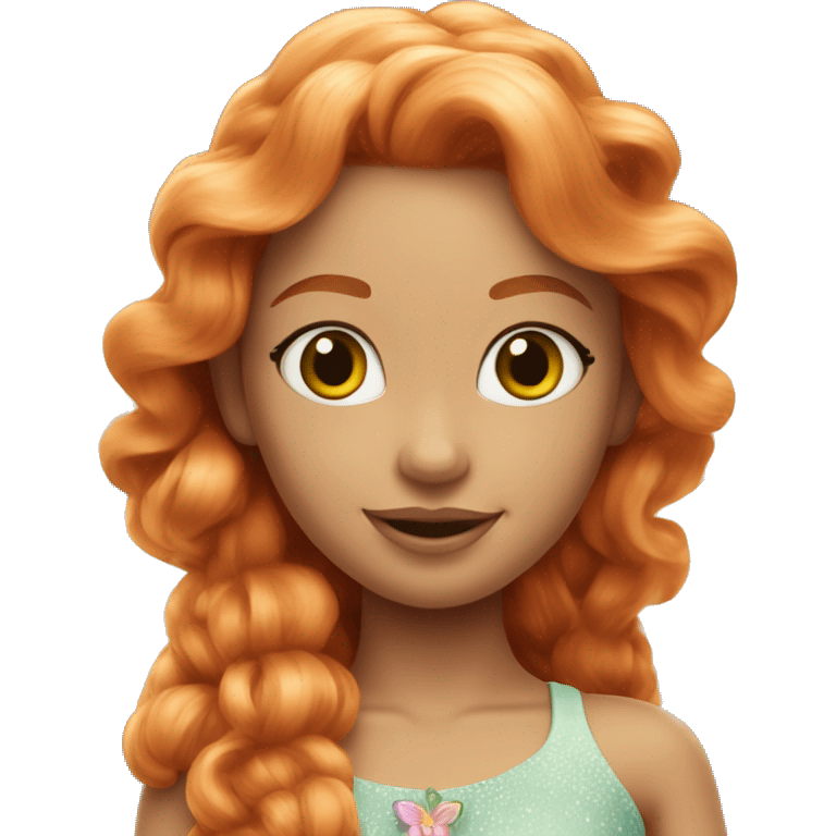 Beautiful ginger Barbie fairy emoji