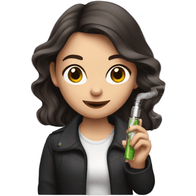 Brunette girl with a vape emoji