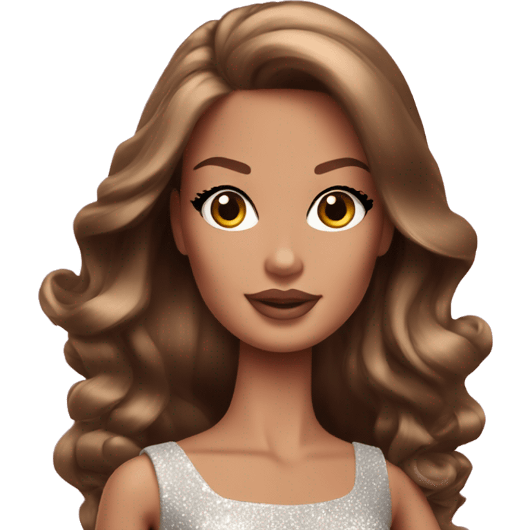 glamorous barbie with brown hair emoji