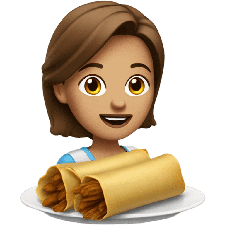 Ran lady with brown hair eating Tamales emoji