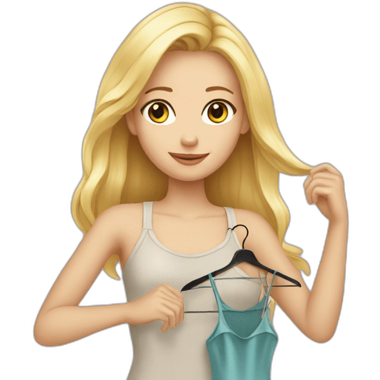 Blonde girl holding dress on a hanger emoji