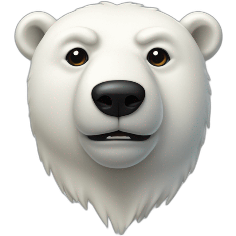 bust of an anthropomorphic polar bear with black hair in its head and three black dots in its muzzle emoji