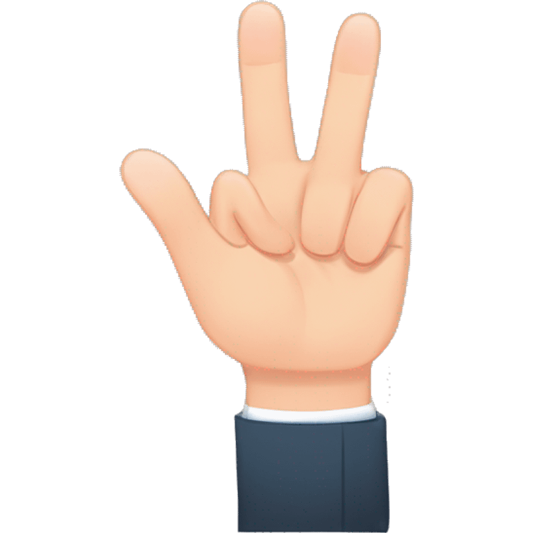 Hand, thumb and middle fingers held down, extended index finger and ring finger touching at tip, pinky finger out, creating an “N” shape  emoji