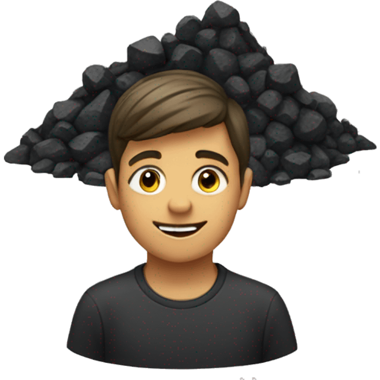 a boy and a mountain of coal emoji