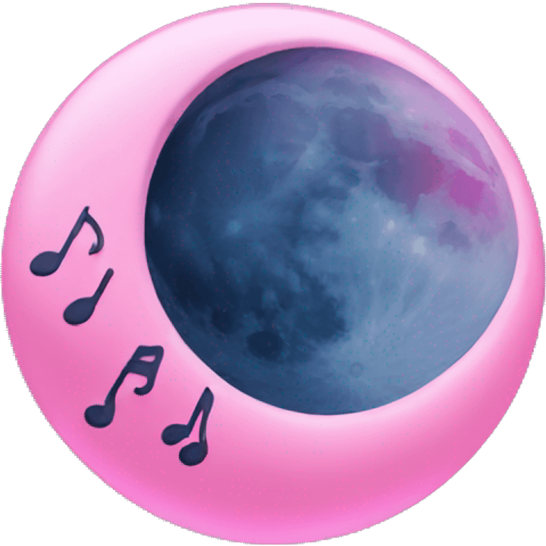 pink moon with music notes emoji