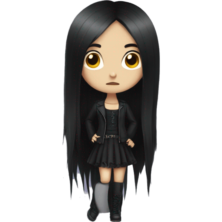 goth girl with long black hair emoji