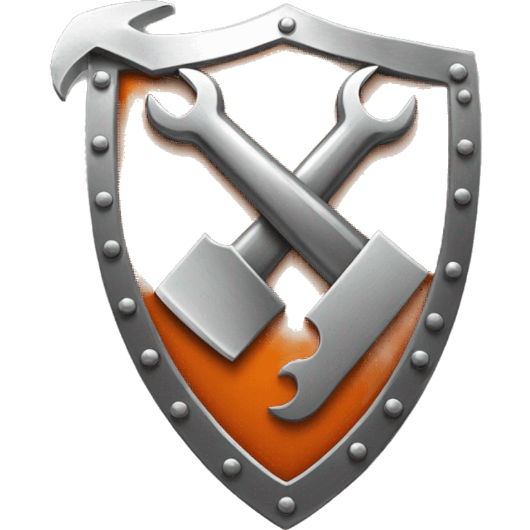 orange metal shield with wrench symbol in the middle emoji