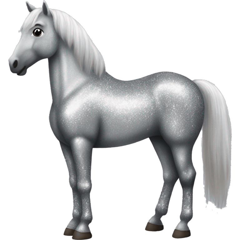 silver glitter horse side view full body emoji