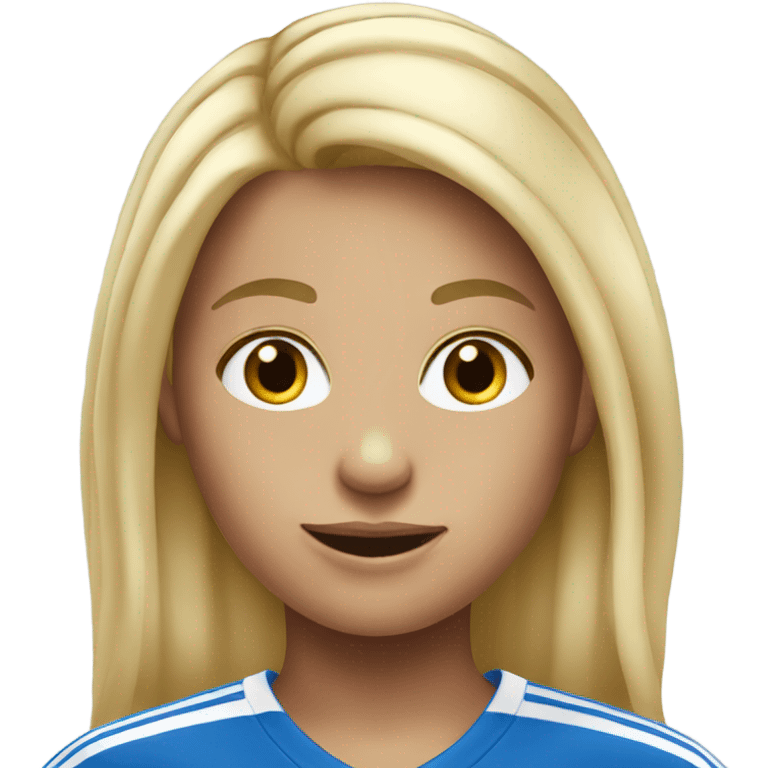 blond soccer girl wearing blue top  emoji