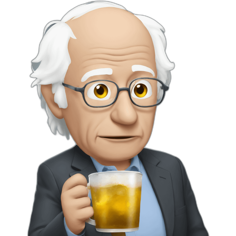 Bernie sipping with Trump emoji