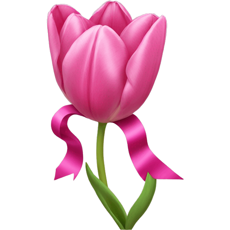 Pink tulips with a bow emoji