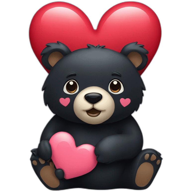 Black Bear with heart emoji