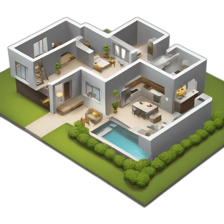 3d-isometric-Modern-Home emoji