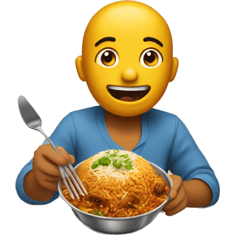 smiley eating a biryani emoji