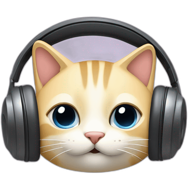 Casque de musique avec des oreilles de chat dessus emoji