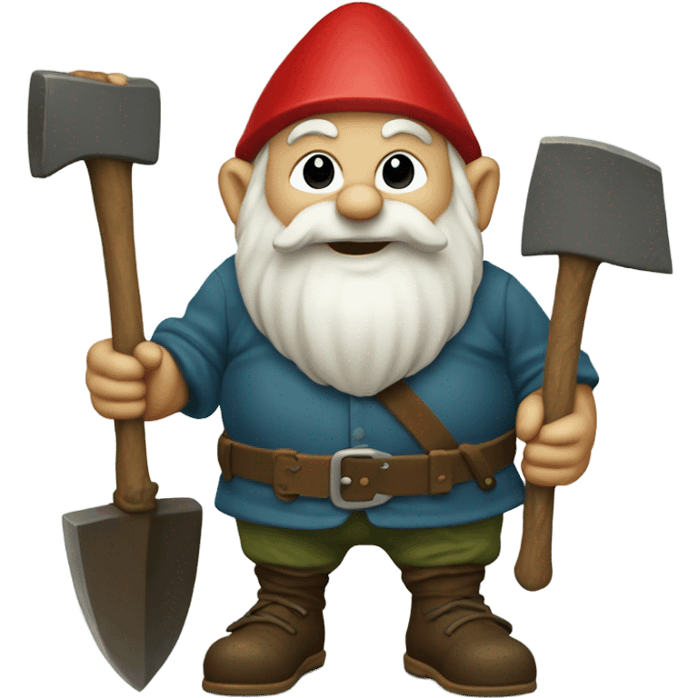 Large garden gnome with an ax emoji