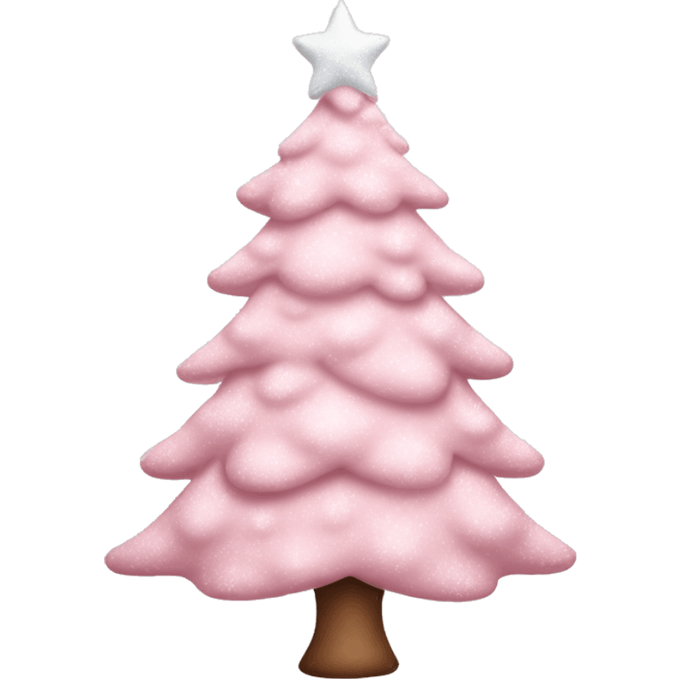 pastel pink christmas tree with snow emoji