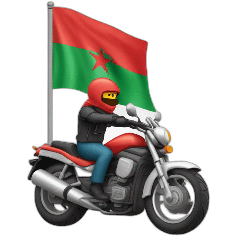 quelqu'un sur une moto avec le drapeau du Maroc derrière emoji