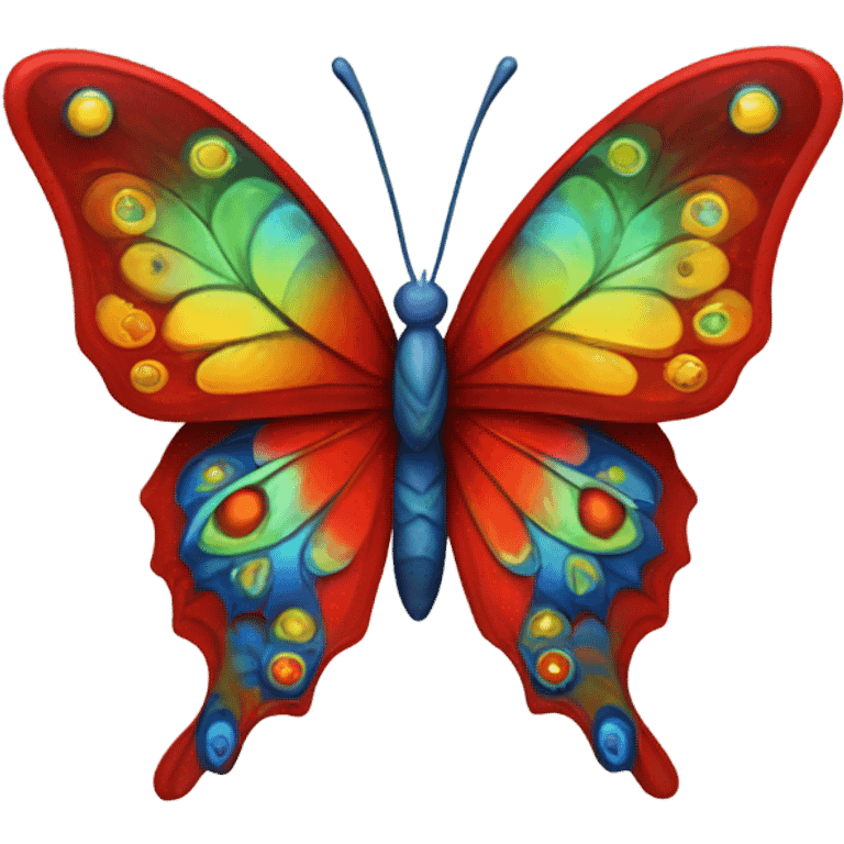 A multicolored red butterfly emoji