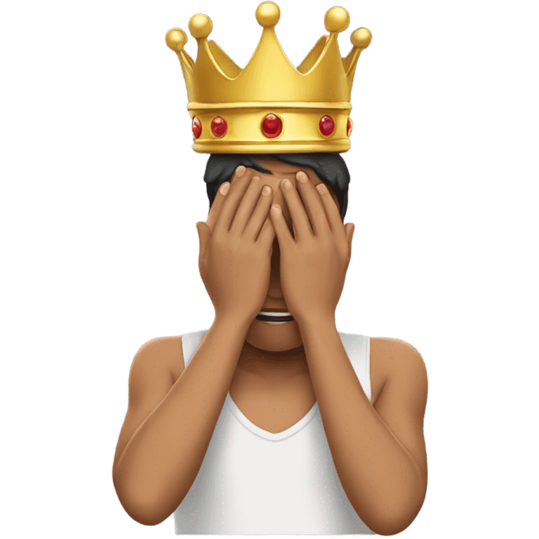 person covering their face with crown on  emoji