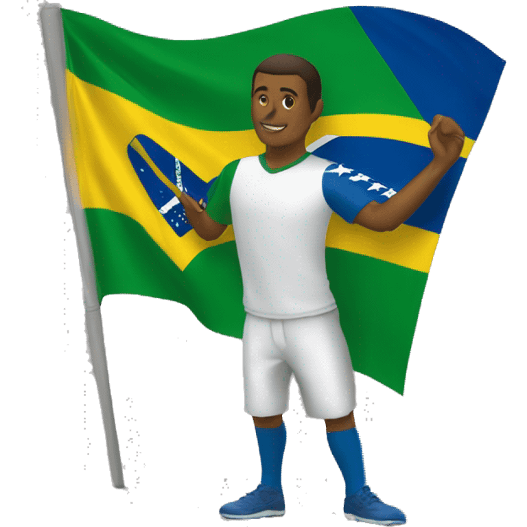 Brasileiro carregando a bandeira di brasil emoji