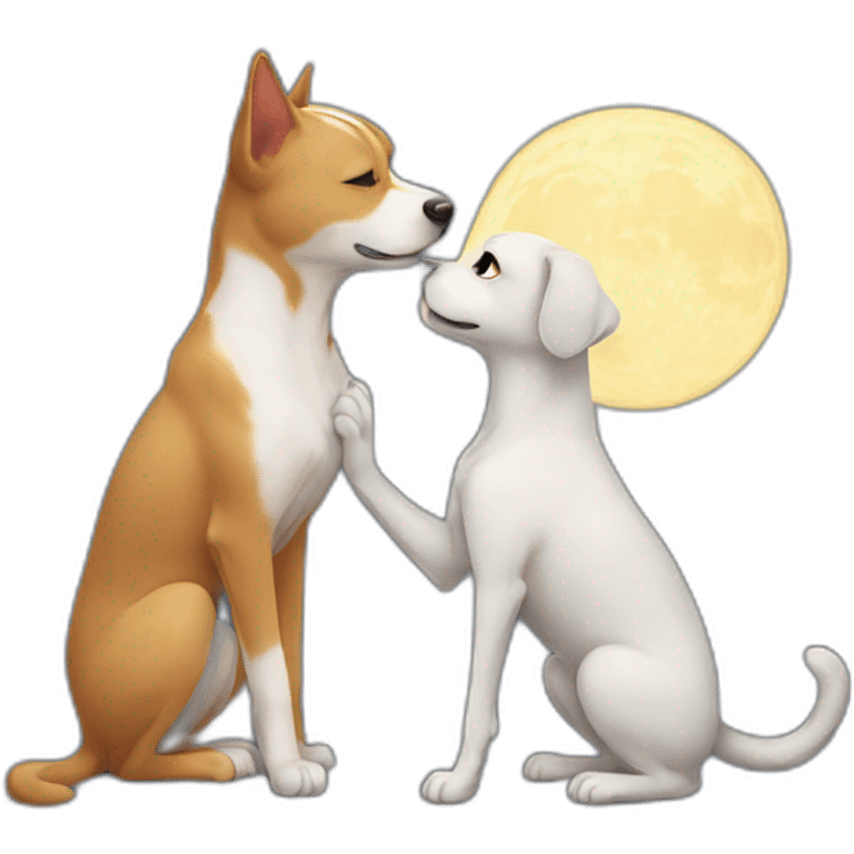 cat and dog kissing in the moonlight emoji