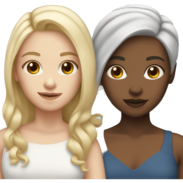 3 Sisters white skin Color one have dark brown hair, blonde hair and white hair emoji