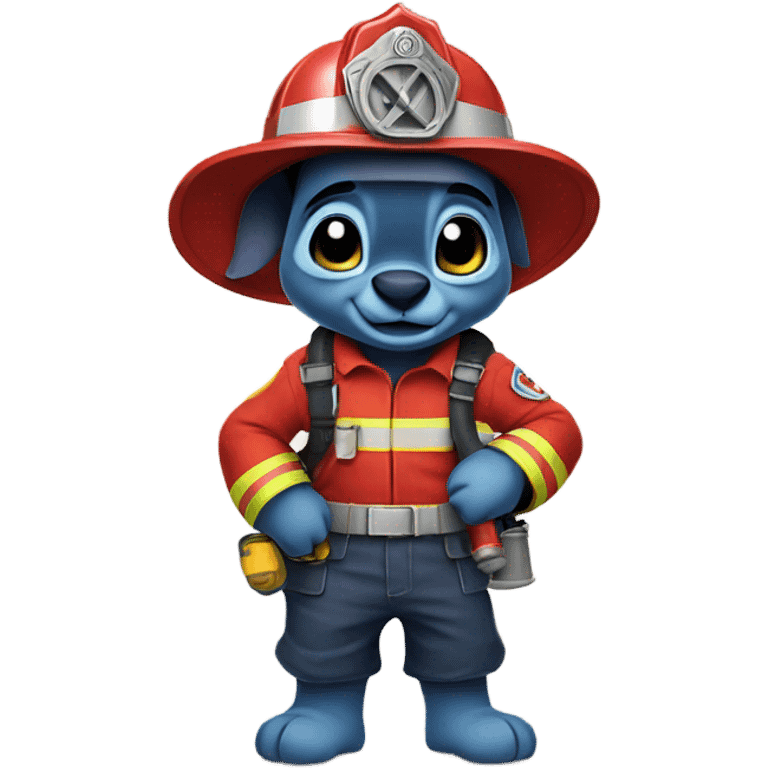 Cute Disney stitch with a firefighter outfit and hose emoji