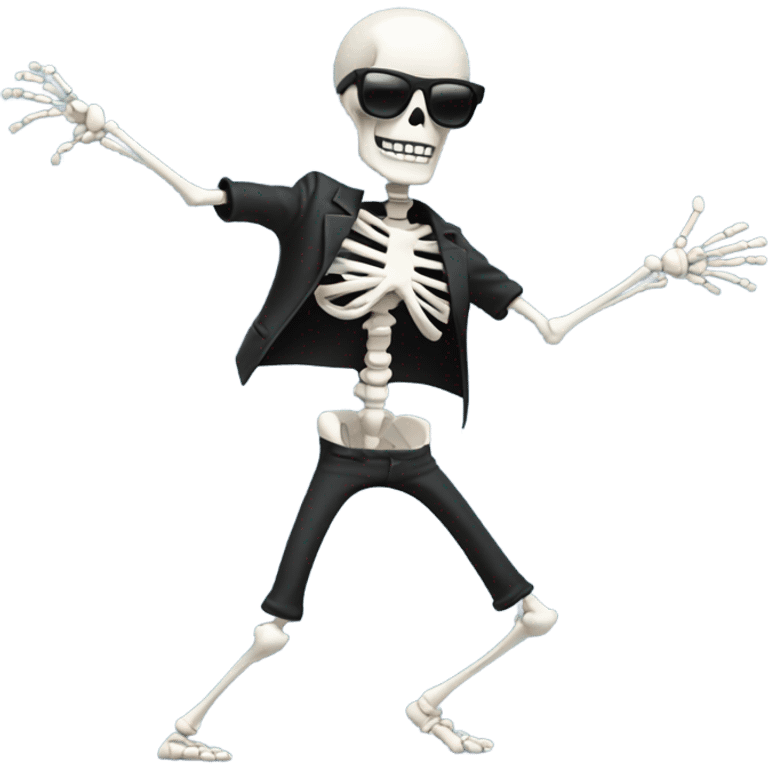 Skeleton with sunglasses goofy dancing emoji