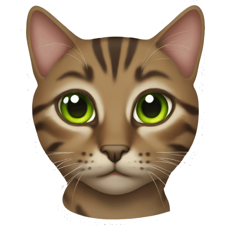 green eye, brown tabby cat body emoji