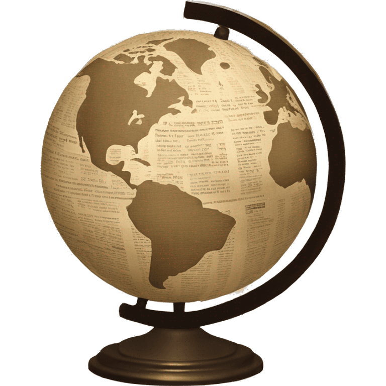 vintage globe in newspaper style emoji