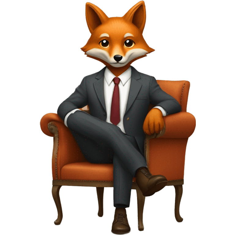 A fox in a man's suit is sitting on a chair emoji