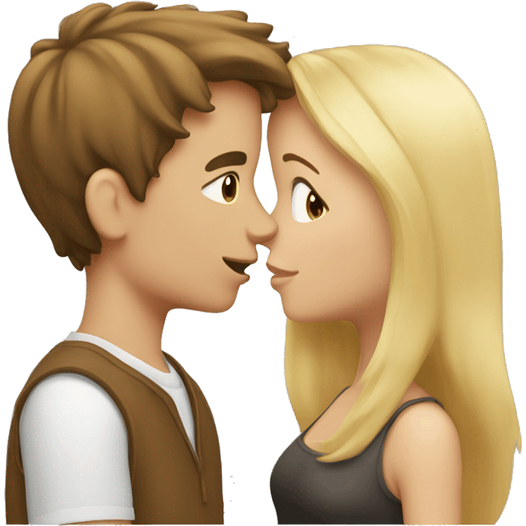 A Boy with brown hair kissing a girl with blonde hair emoji