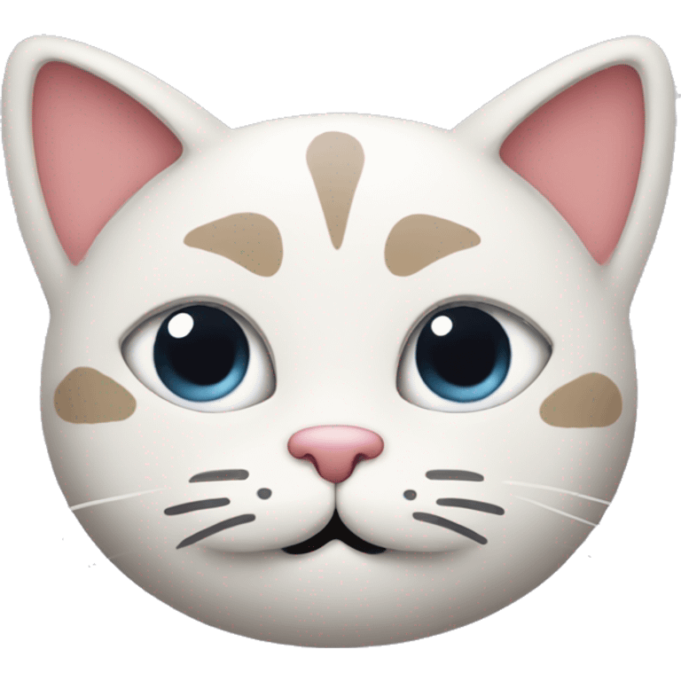 Cat with big hearts in place of eyes with a soft smile. Minimalist style emoji