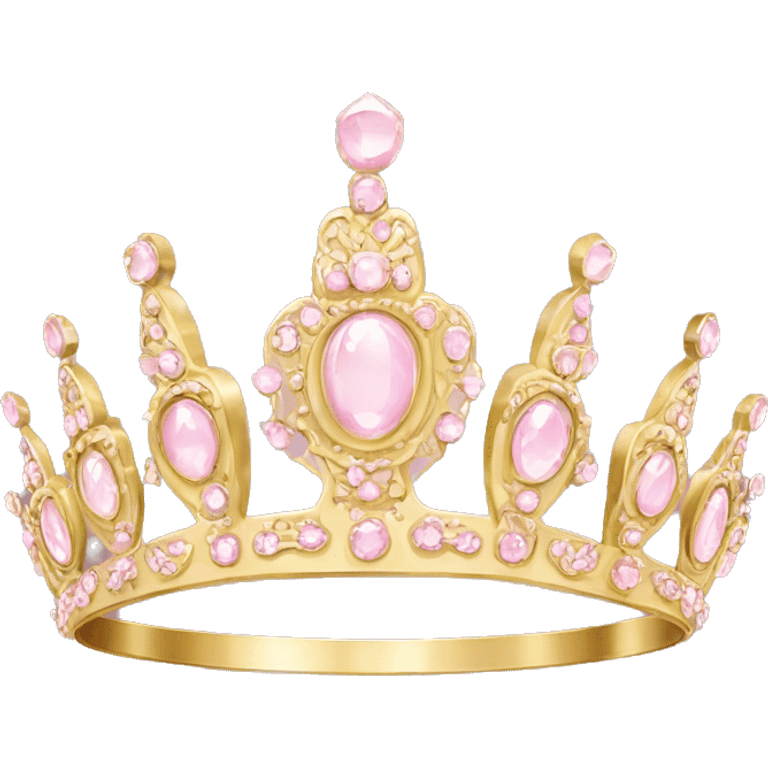 Royal gold tiara with pale pink jewels emoji