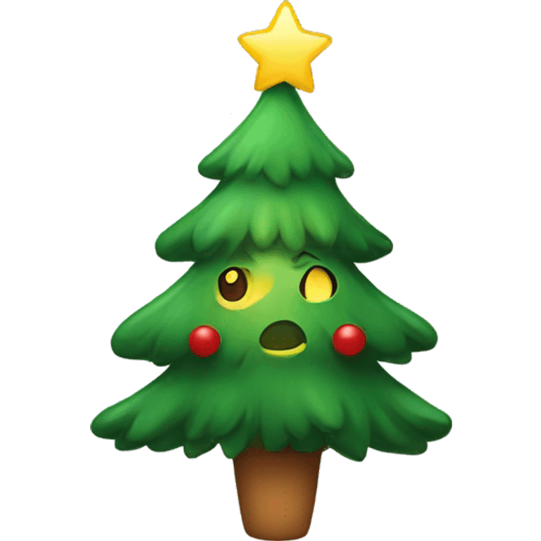 Christmas tree with a face emoji