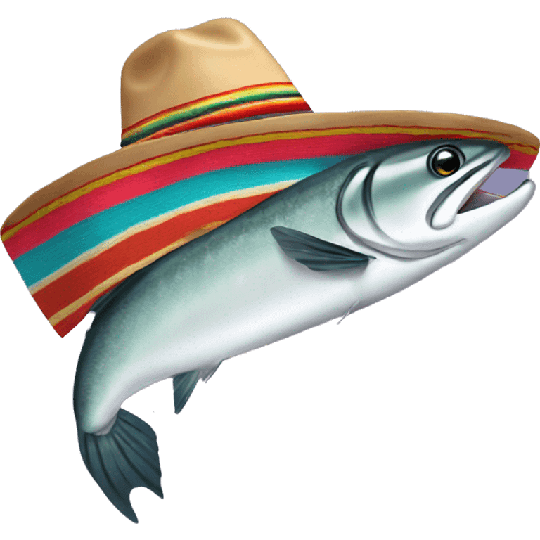 Coho salmon wearing sombrero and serape emoji