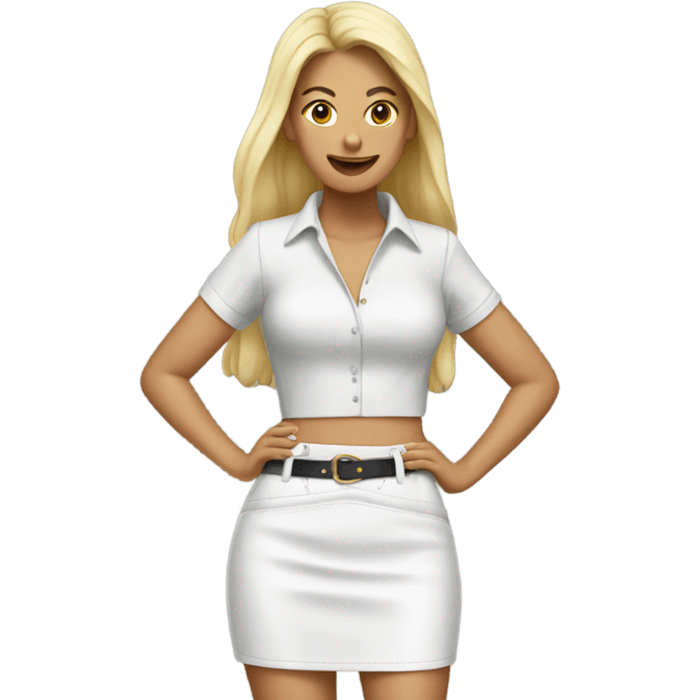 White High waisted leather skirt isolated emoji