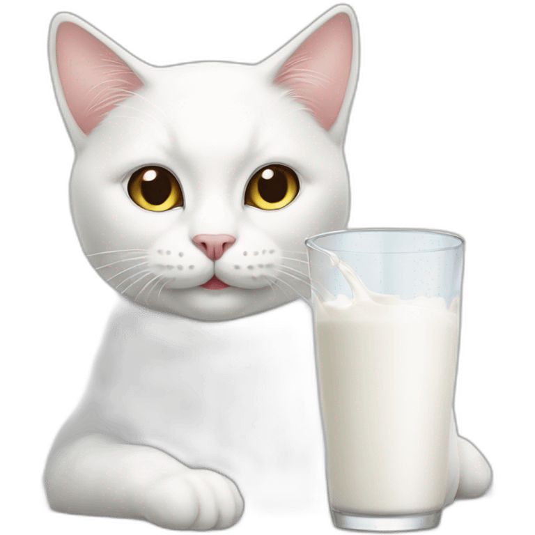 White cat drink milk emoji