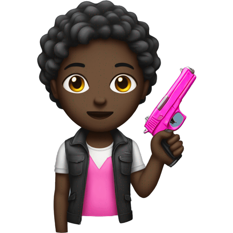 dark skin with pink gun emoji