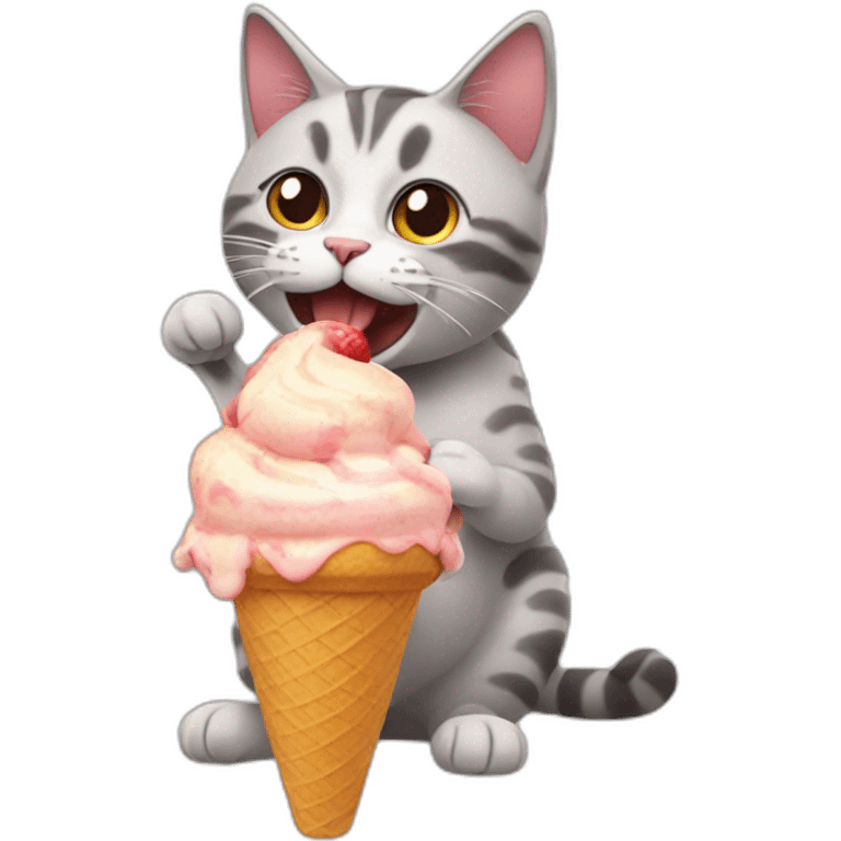 a cat eating a ice cream emoji