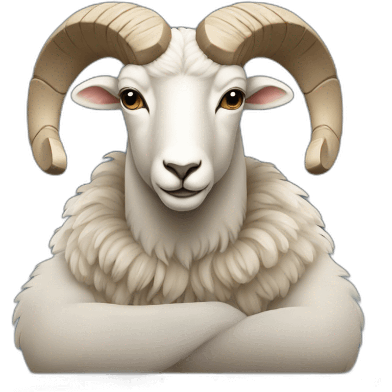 a ram sits with a macbook emoji