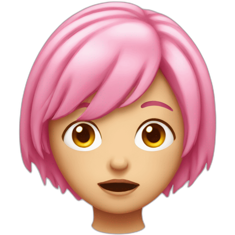 A girl with pink hair who vomits emoji