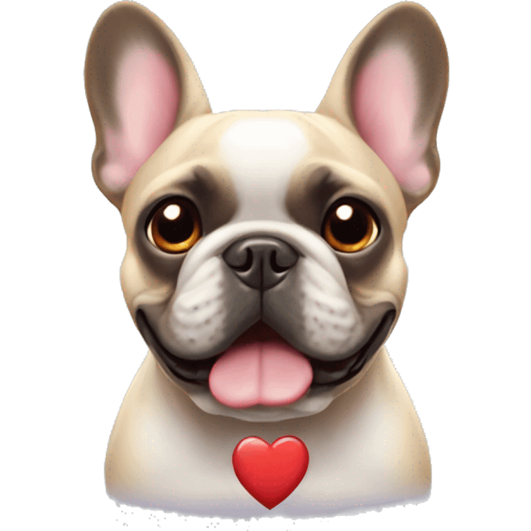 french bulldog with heart eyes emoji